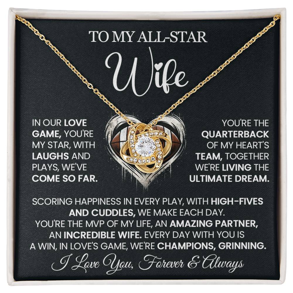 To My All-Star Wife - Love Knot Necklace - You Are My Star!