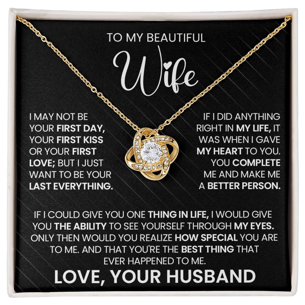 Gift For Wife "You Make Me A Better Person" Gold Knot Necklace