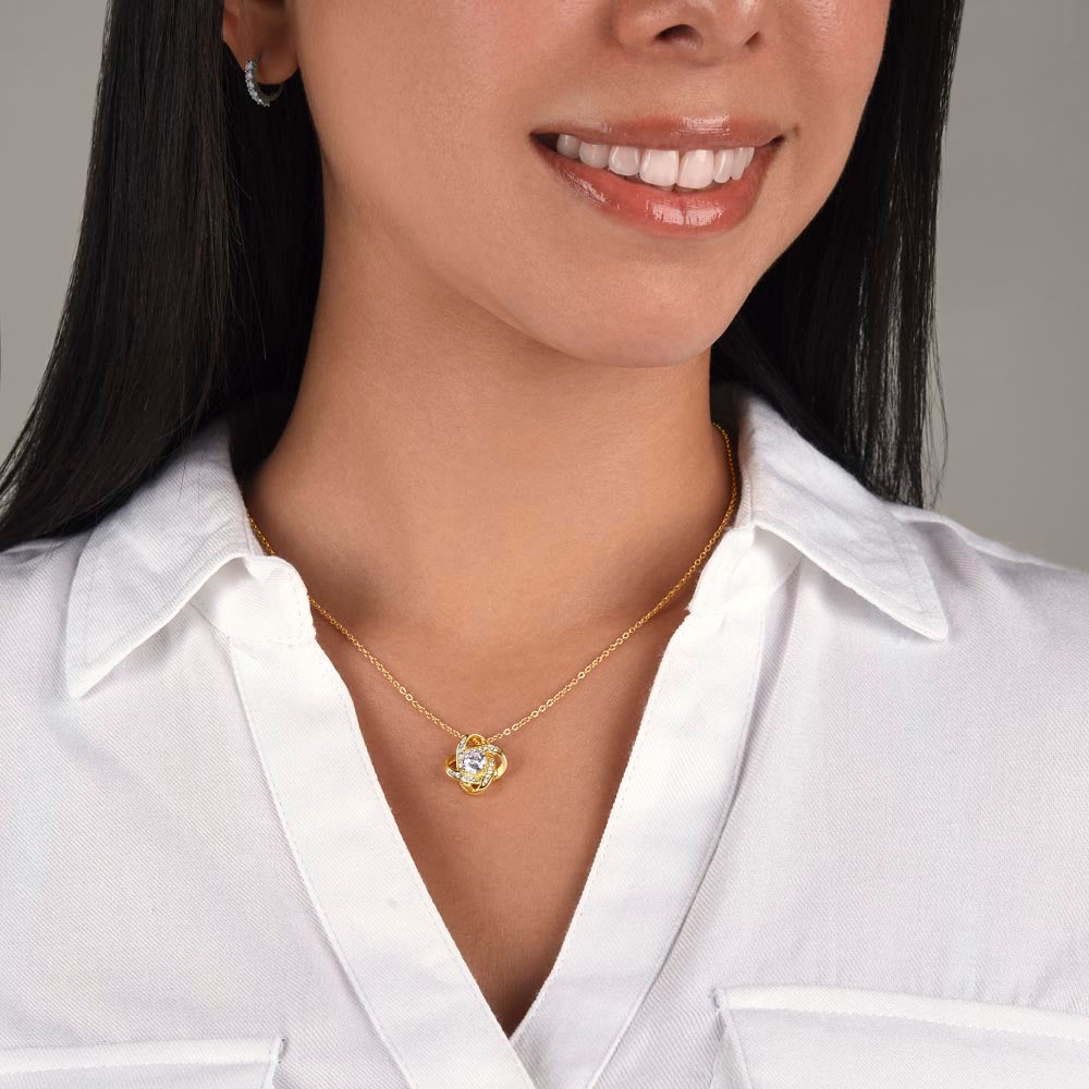Gift For Wife "I Love You Unconditionally" Gold Knot Necklace