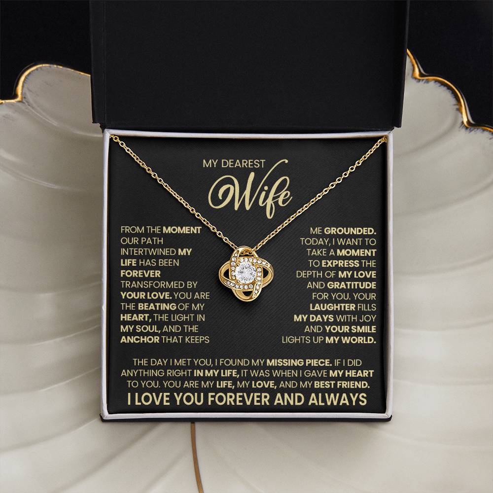 Gift For Wife "Your Love Light Up My World" Gold Knot Necklace