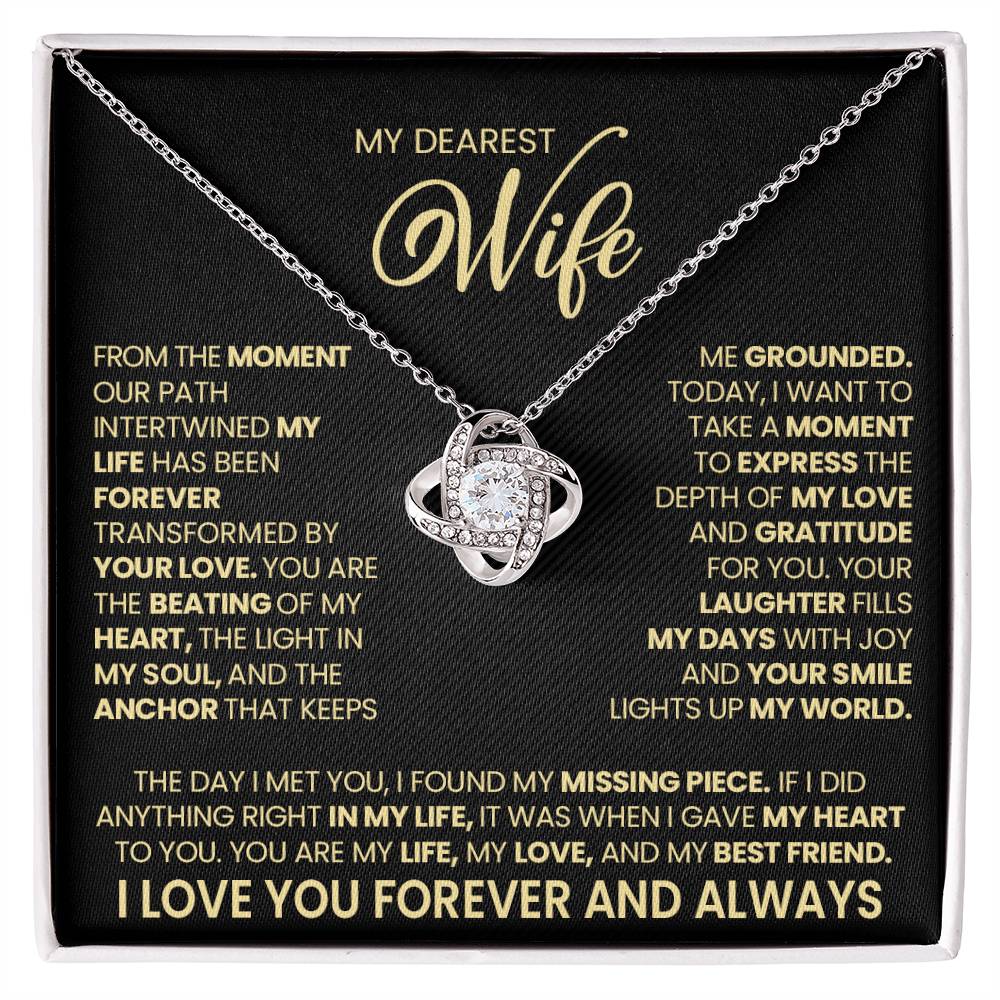 Gift For Wife "Your Love Light Up My World" Gold Knot Necklace