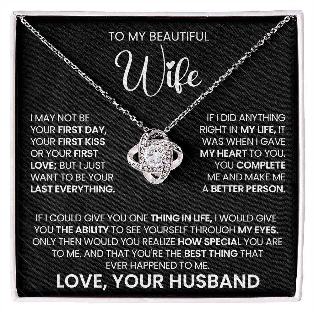 Gift For Wife "You Make Me A Better Person" Gold Knot Necklace