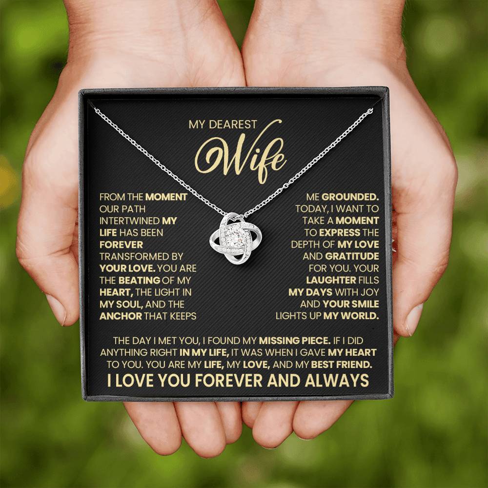 Gift For Wife "Your Love Light Up My World" Gold Knot Necklace