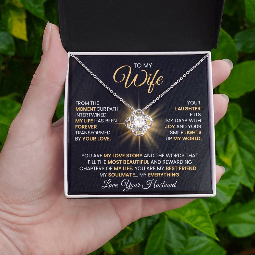 Gift For Wife "You Are The Most beautiful Chapter Of My Life" Gold Knot Necklace