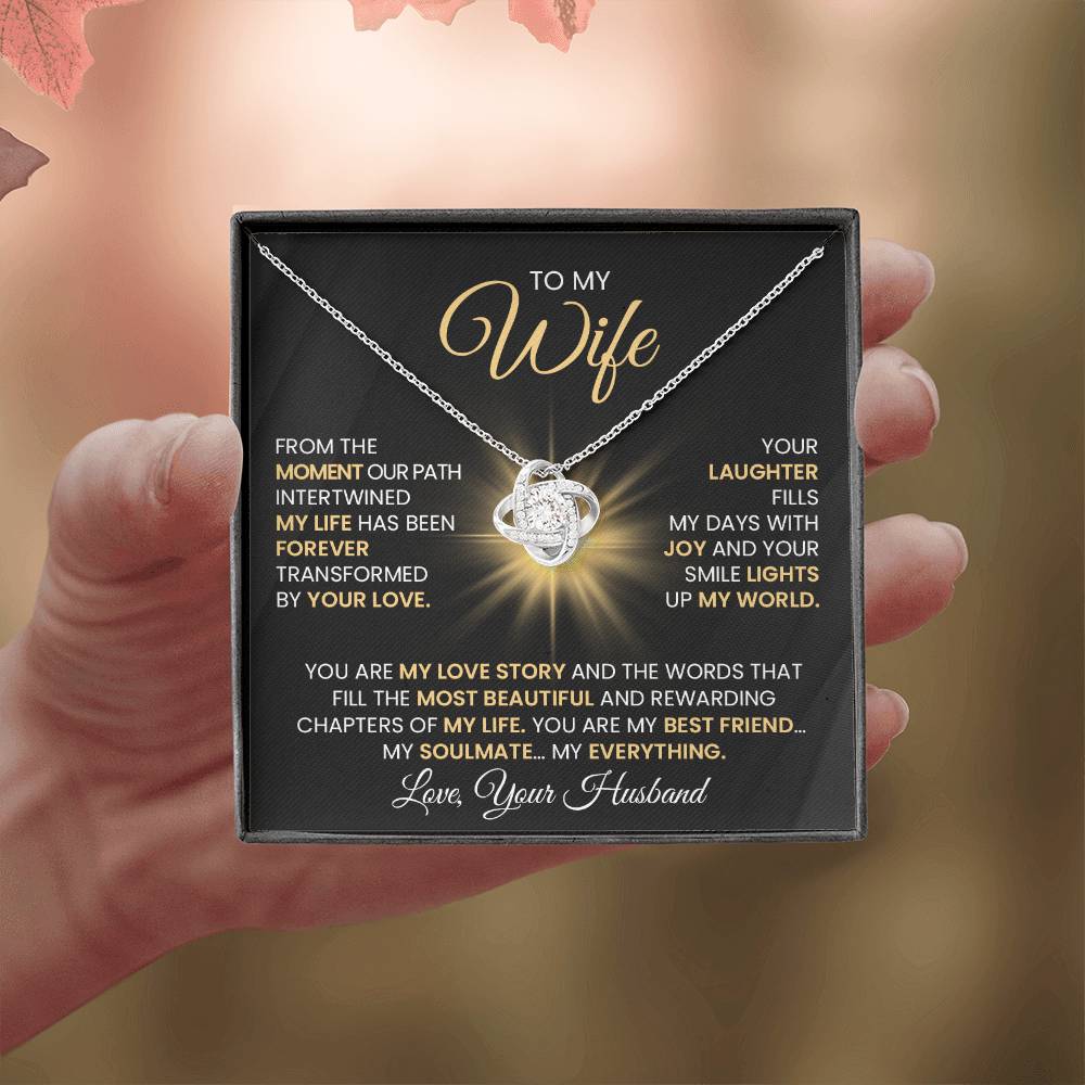 Gift For Wife "You Are The Most beautiful Chapter Of My Life" Gold Knot Necklace