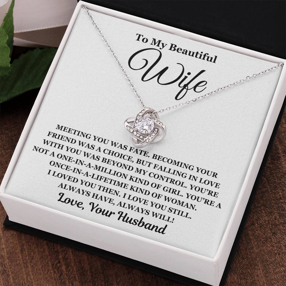 To My Beautiful Wife - Love Knot Necklace - Perfect Gift For Wife