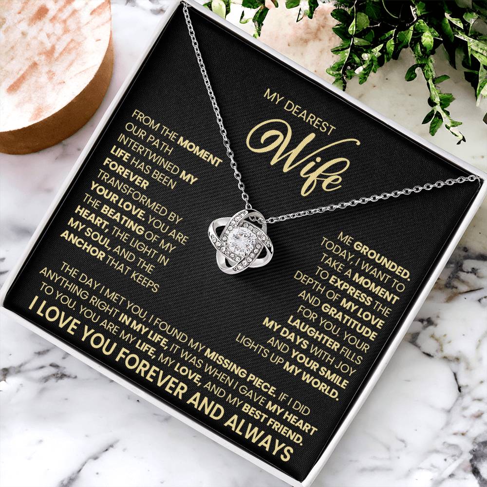 Gift For Wife "Your Love Light Up My World" Gold Knot Necklace