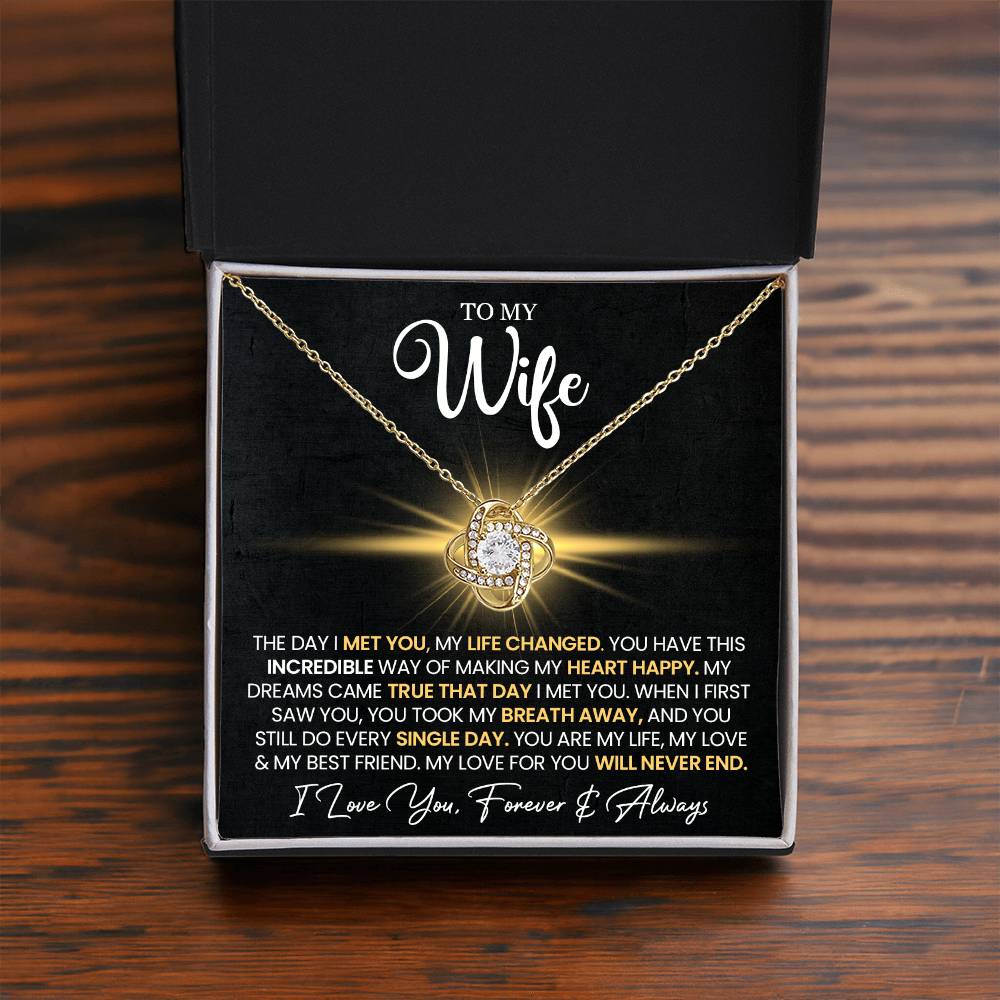 To My Wife "You Make My Heart Happy" Love Knot Necklace