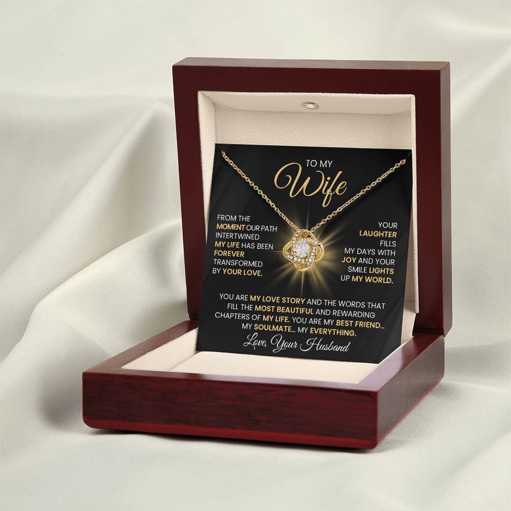 Gift For Wife "You Are The Most beautiful Chapter Of My Life" Gold Knot Necklace