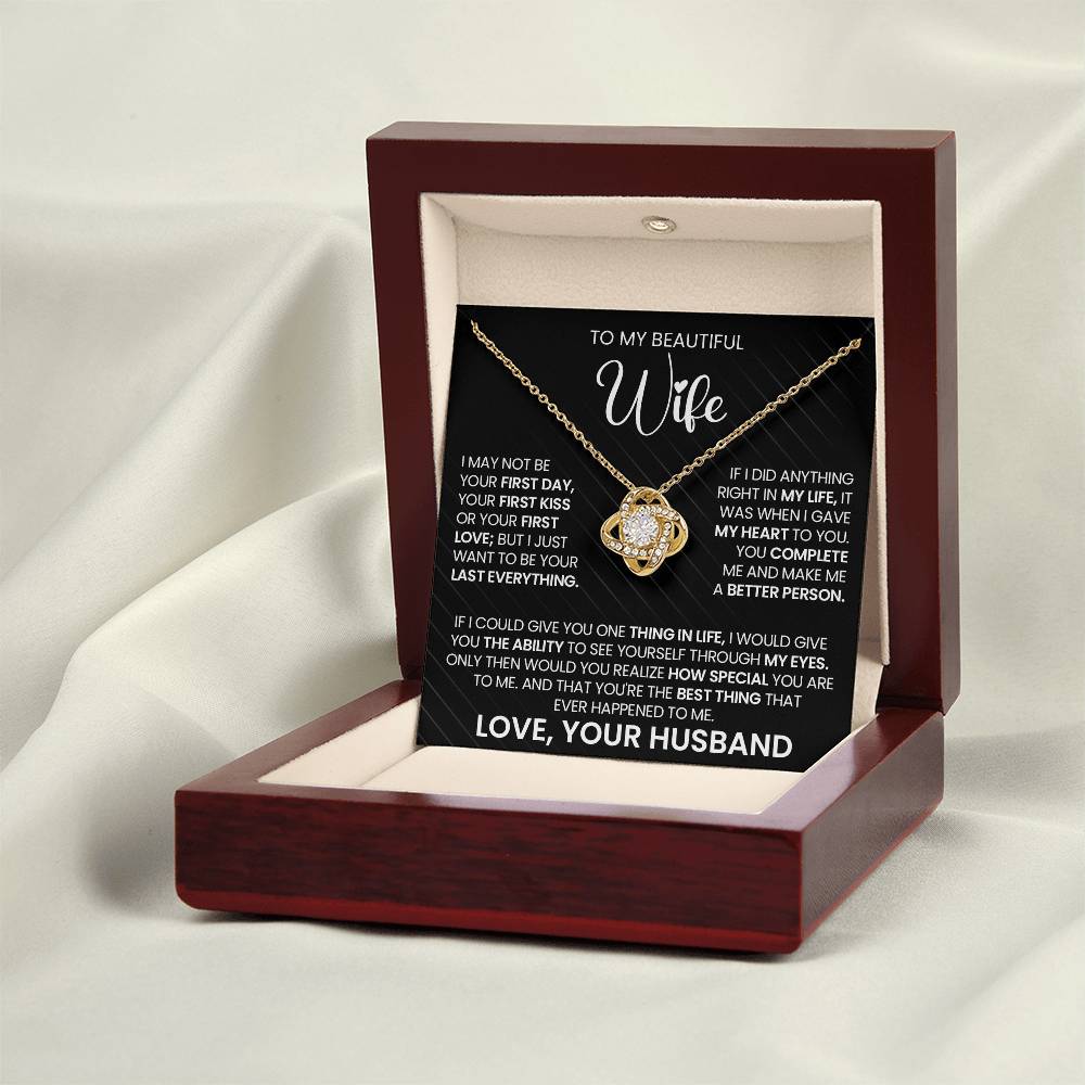 Gift For Wife "You Make Me A Better Person" Gold Knot Necklace
