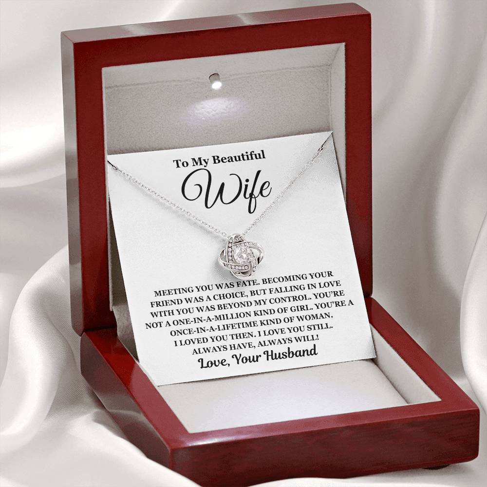 To My Beautiful Wife - Love Knot Necklace - Perfect Gift For Wife