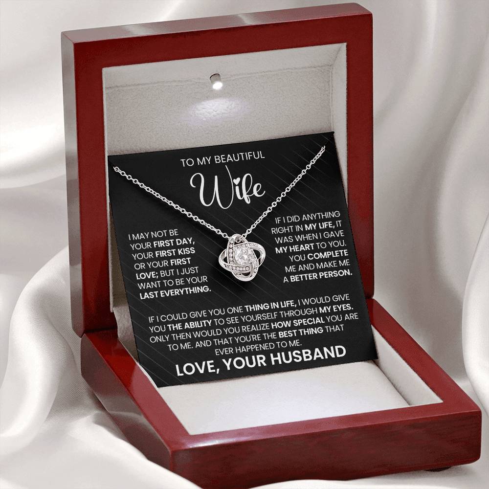 Gift For Wife "You Make Me A Better Person" Gold Knot Necklace