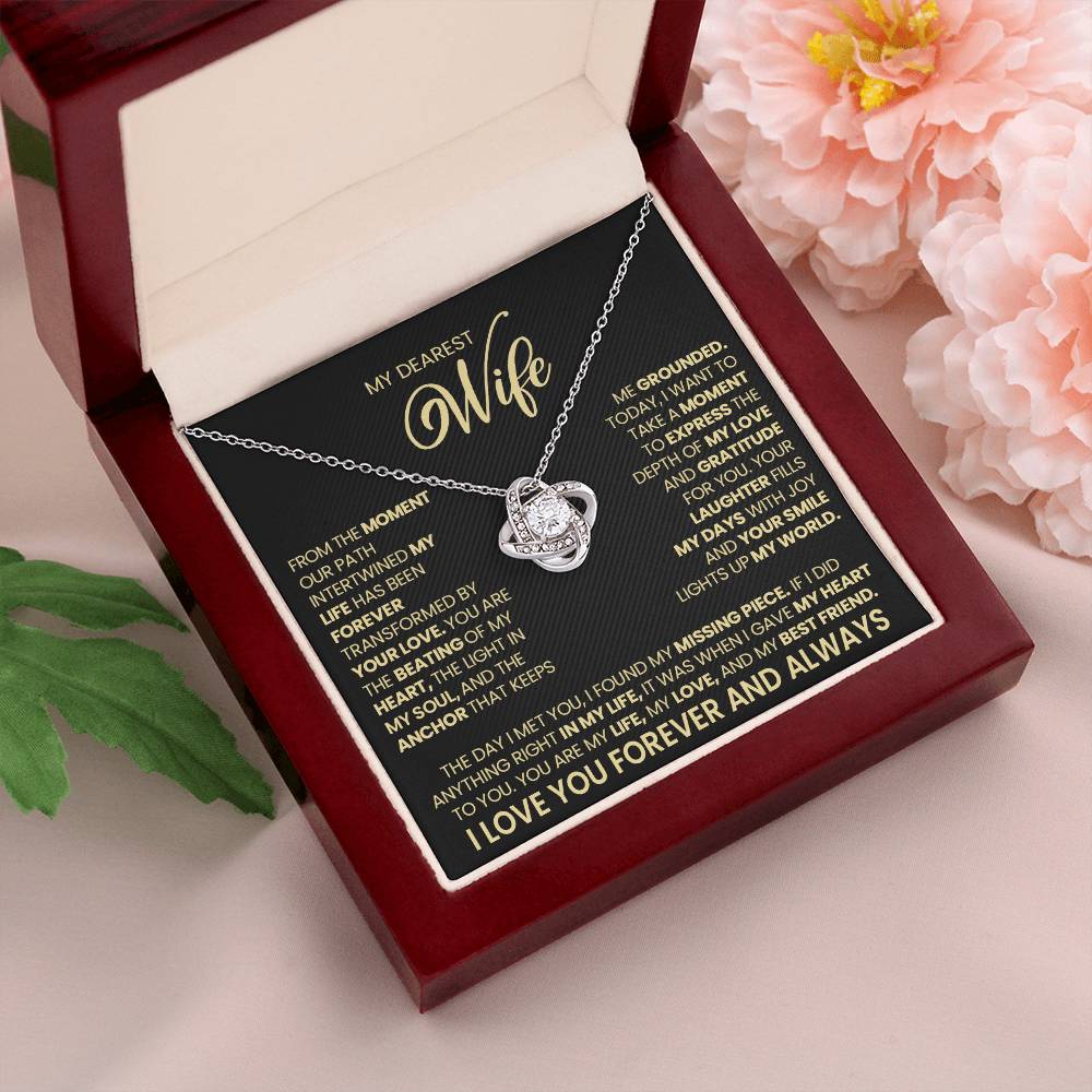 Gift For Wife "Your Love Light Up My World" Gold Knot Necklace