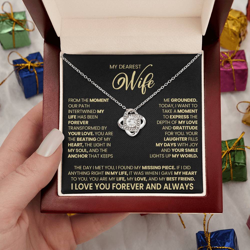 Gift For Wife "Your Love Light Up My World" Gold Knot Necklace