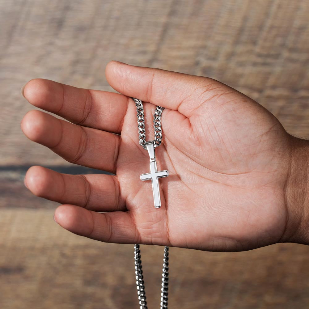 To My Son From Dad | Never Forget I Love You | Cuban Link Chain with Artisan Cross