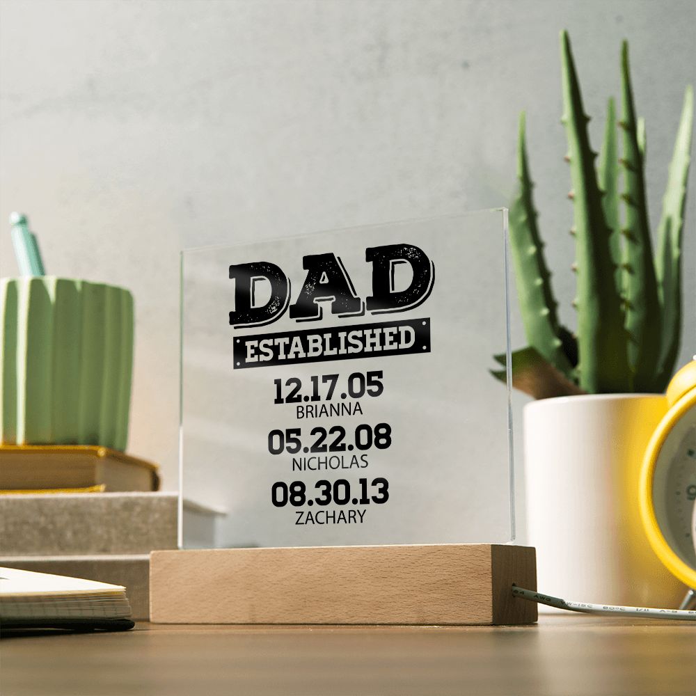 Dad Established Acrylic Plaque - Personalized - Father's Day Gift