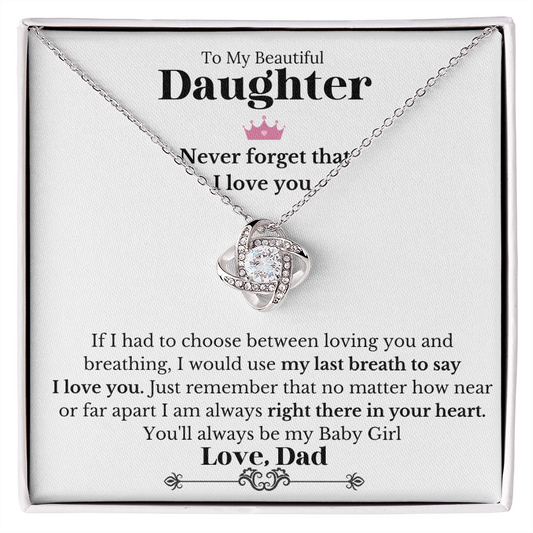 To My Daughter - Love knot Necklace