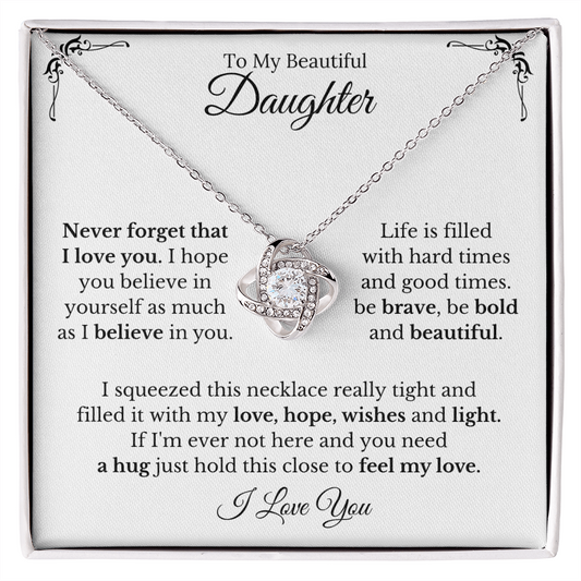 To My Beautiful Daughter - Love Knot Necklace