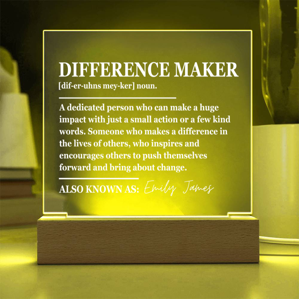 Personalized Difference Maker Plaque - Inspirational Gift