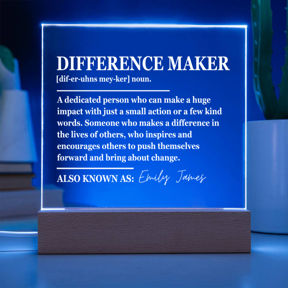 Personalized Difference Maker Plaque - Inspirational Gift