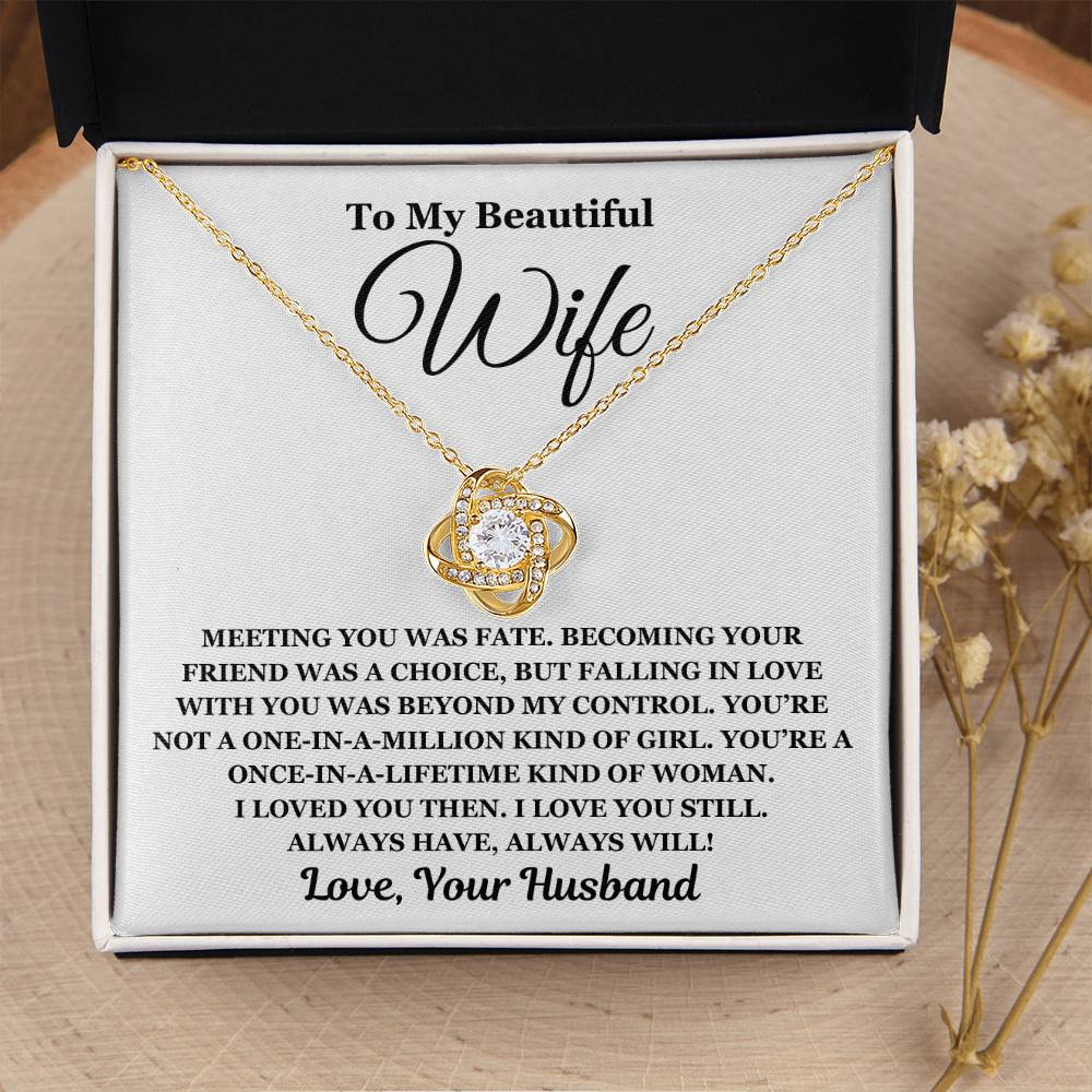 To My Beautiful Wife - Love Knot Necklace - Perfect Gift For Wife
