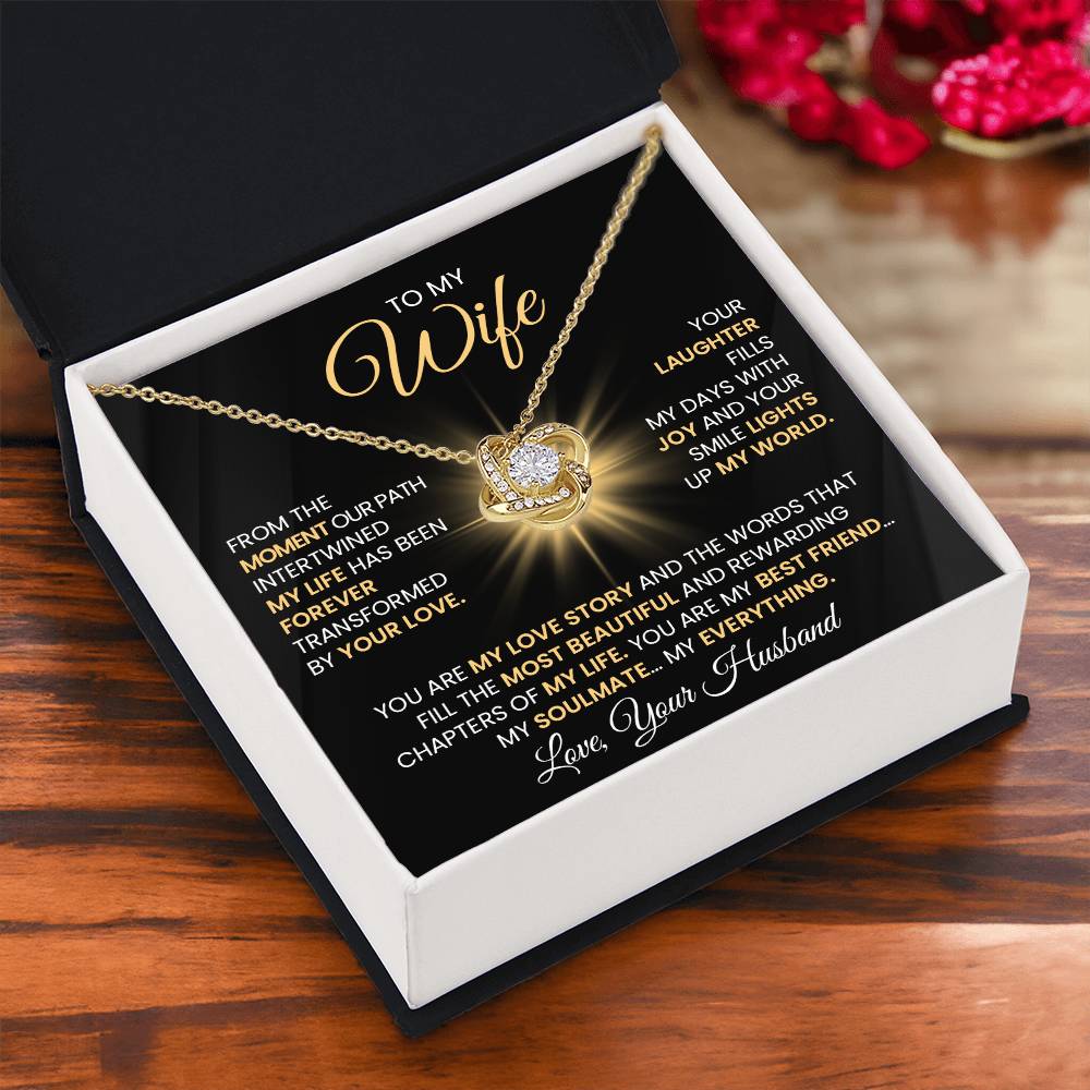 Gift For Wife "You Are The Most beautiful Chapter Of My Life" Gold Knot Necklace