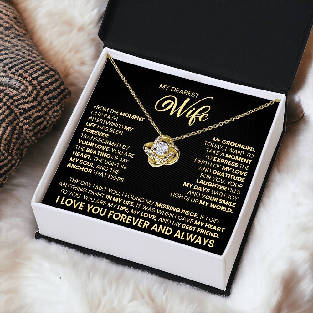 Gift For Wife "Your Love Light Up My World" Gold Knot Necklace