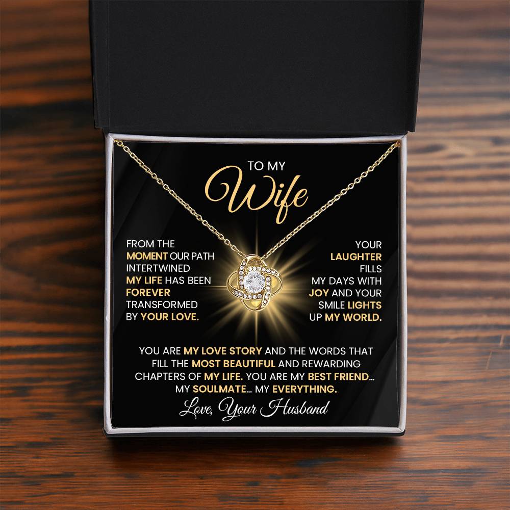 Gift For Wife "You Are The Most beautiful Chapter Of My Life" Gold Knot Necklace