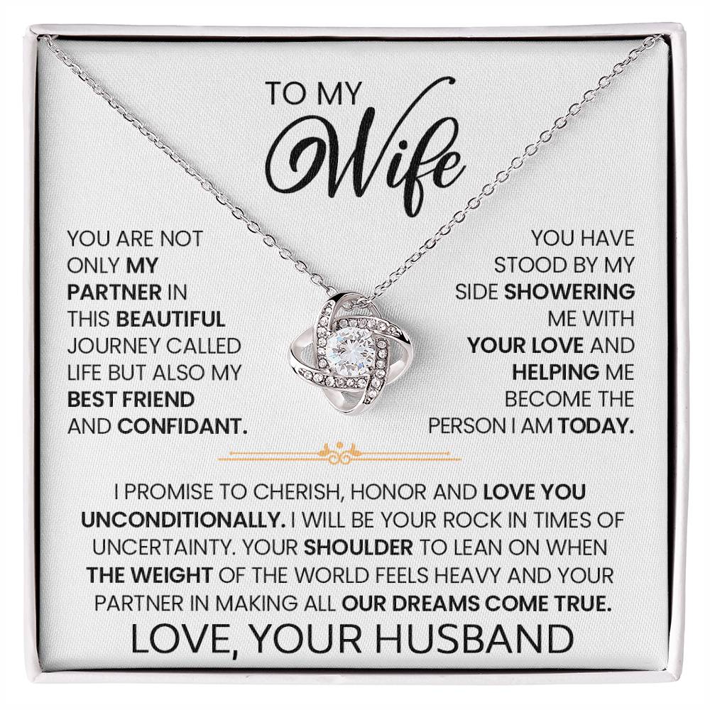 Gift For Wife "I Love You Unconditionally" Gold Knot Necklace