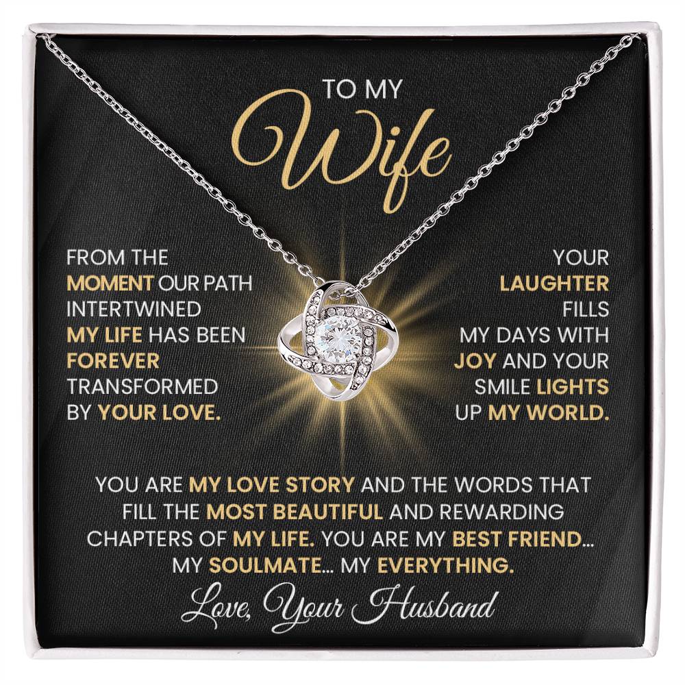 Gift For Wife "You Are The Most beautiful Chapter Of My Life" Gold Knot Necklace