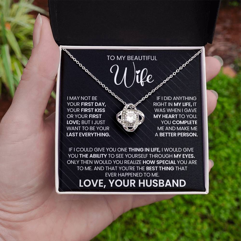 Gift For Wife "You Make Me A Better Person" Gold Knot Necklace