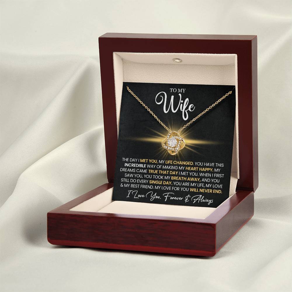 To My Wife "You Make My Heart Happy" Love Knot Necklace