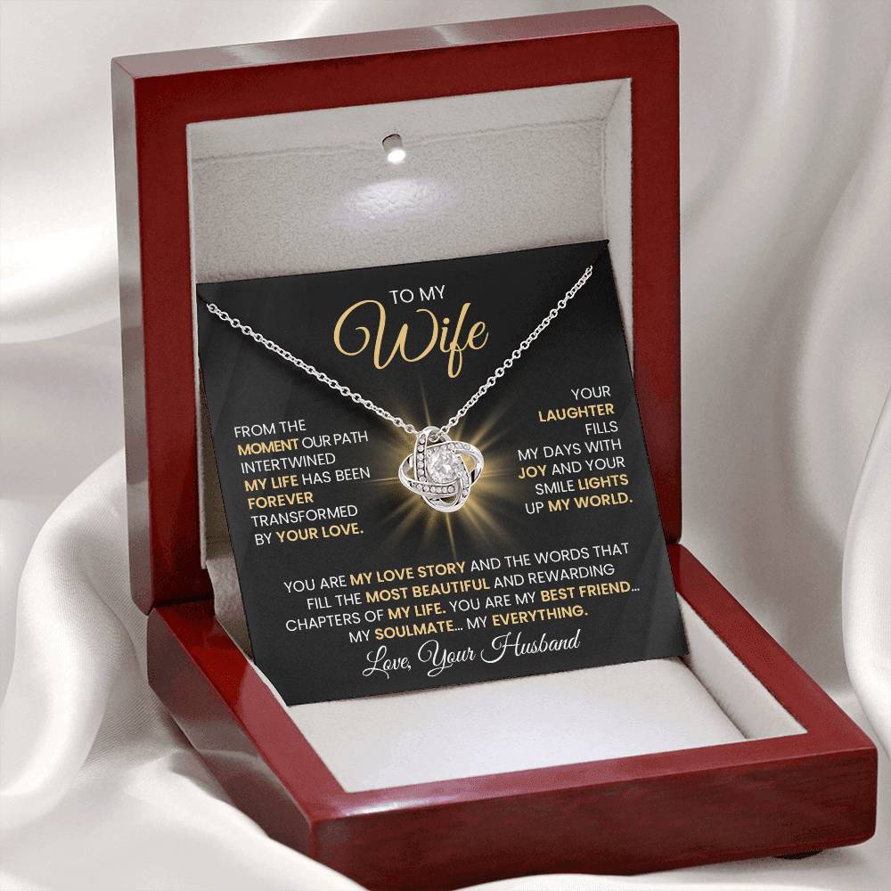 Gift For Wife "You Are The Most beautiful Chapter Of My Life" Gold Knot Necklace
