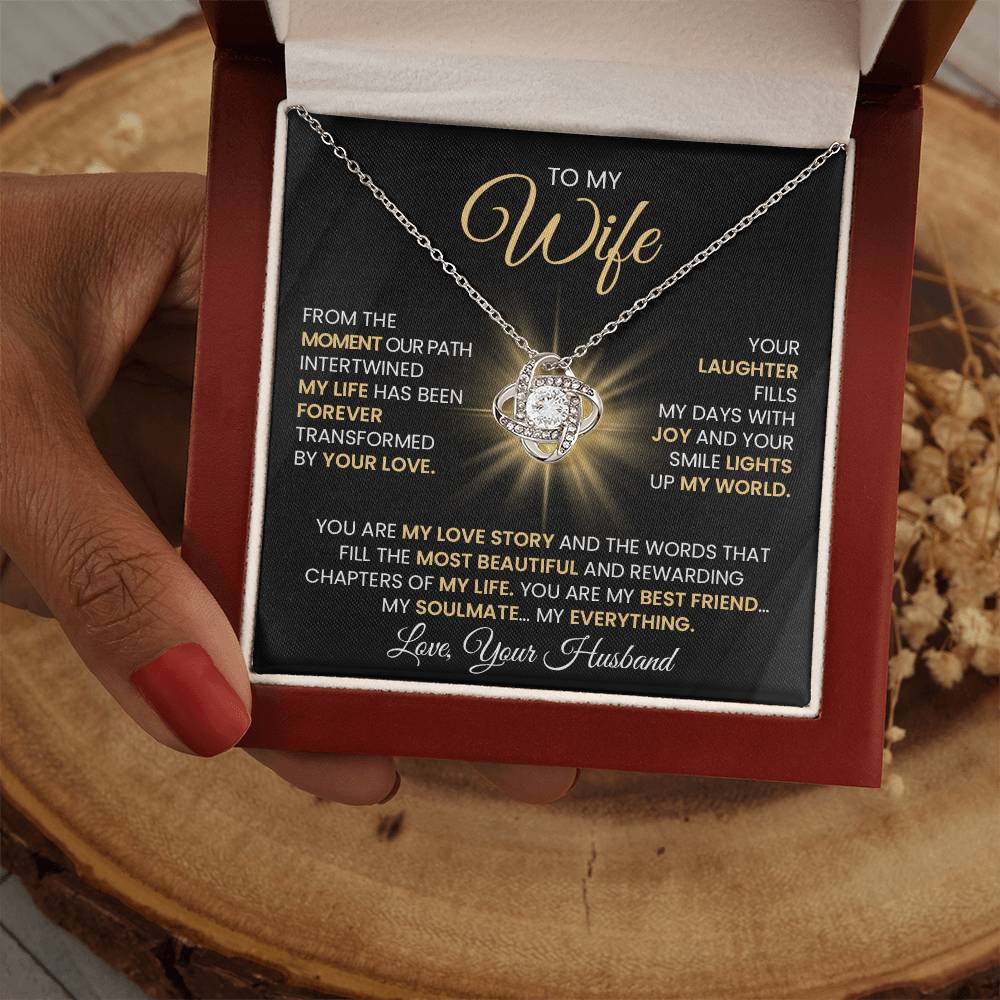 Gift For Wife "You Are The Most beautiful Chapter Of My Life" Gold Knot Necklace