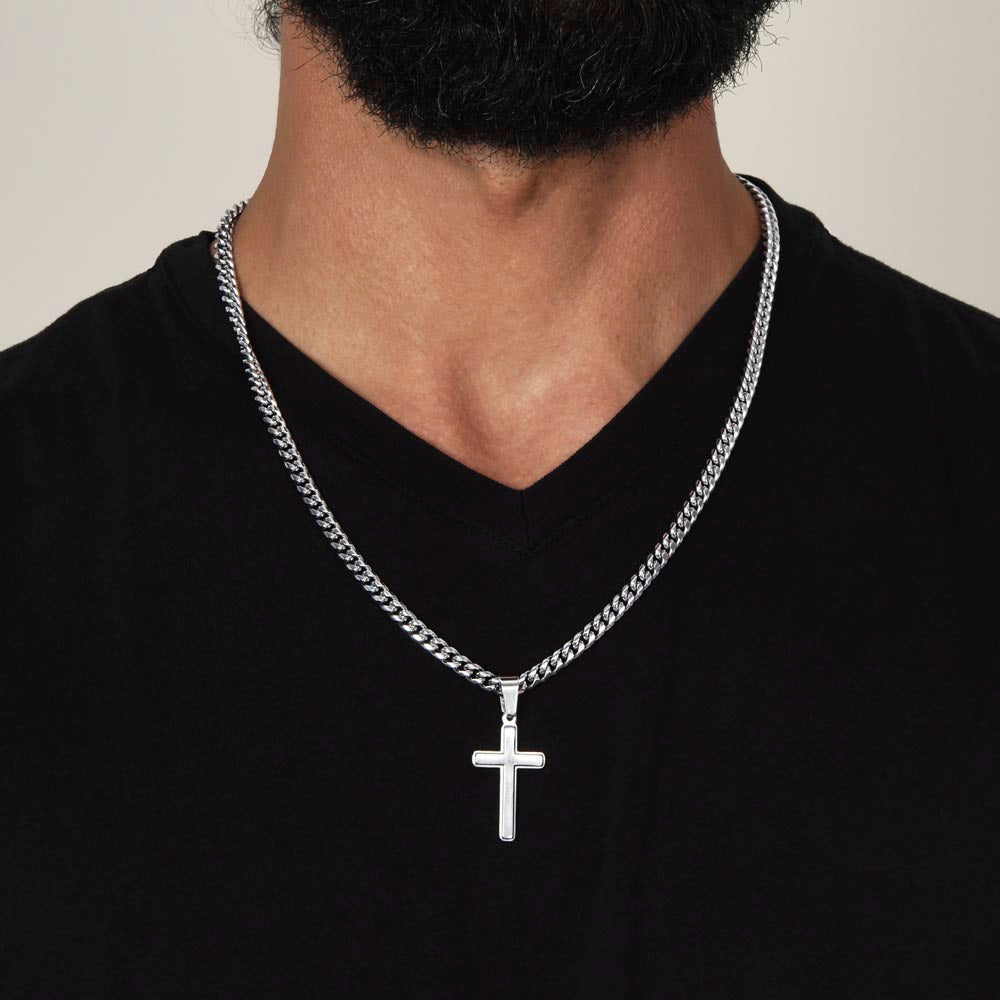 To My Son From Dad | Never Forget I Love You | Cuban Link Chain with Artisan Cross