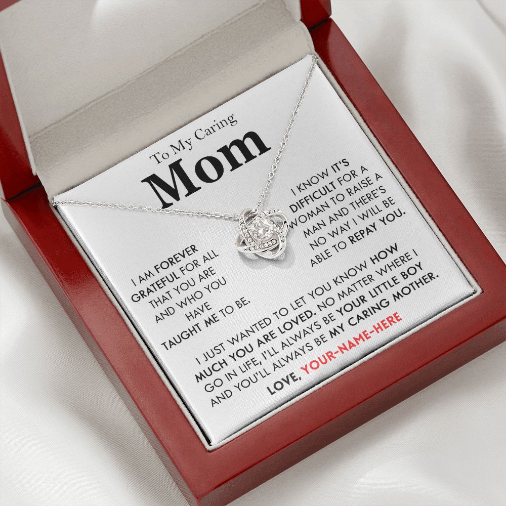 To My Caring Mom - Personalized - Love Knot Necklace M501